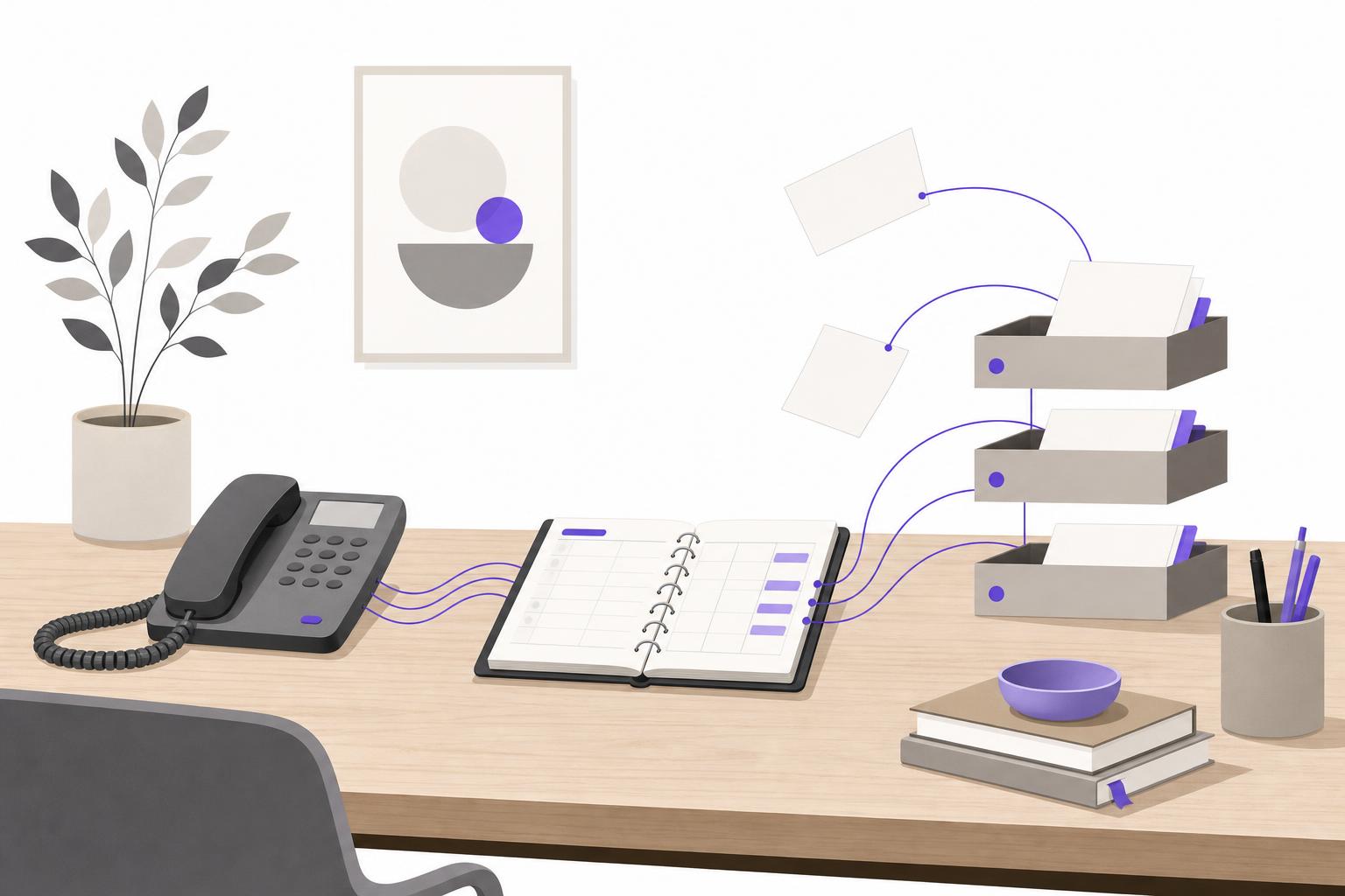 Illustration editoriale — Accueil des demandes et prise de rendez-vous pour cabinets d’expertise et conseil (S2) : ce qu’un système gère à la place du secrétariat