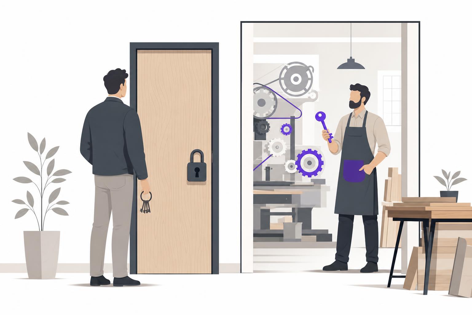 Illustration editoriale — Dépendre d’un prestataire qui détient vos accès : le risque invisible de l’automatisation en PME