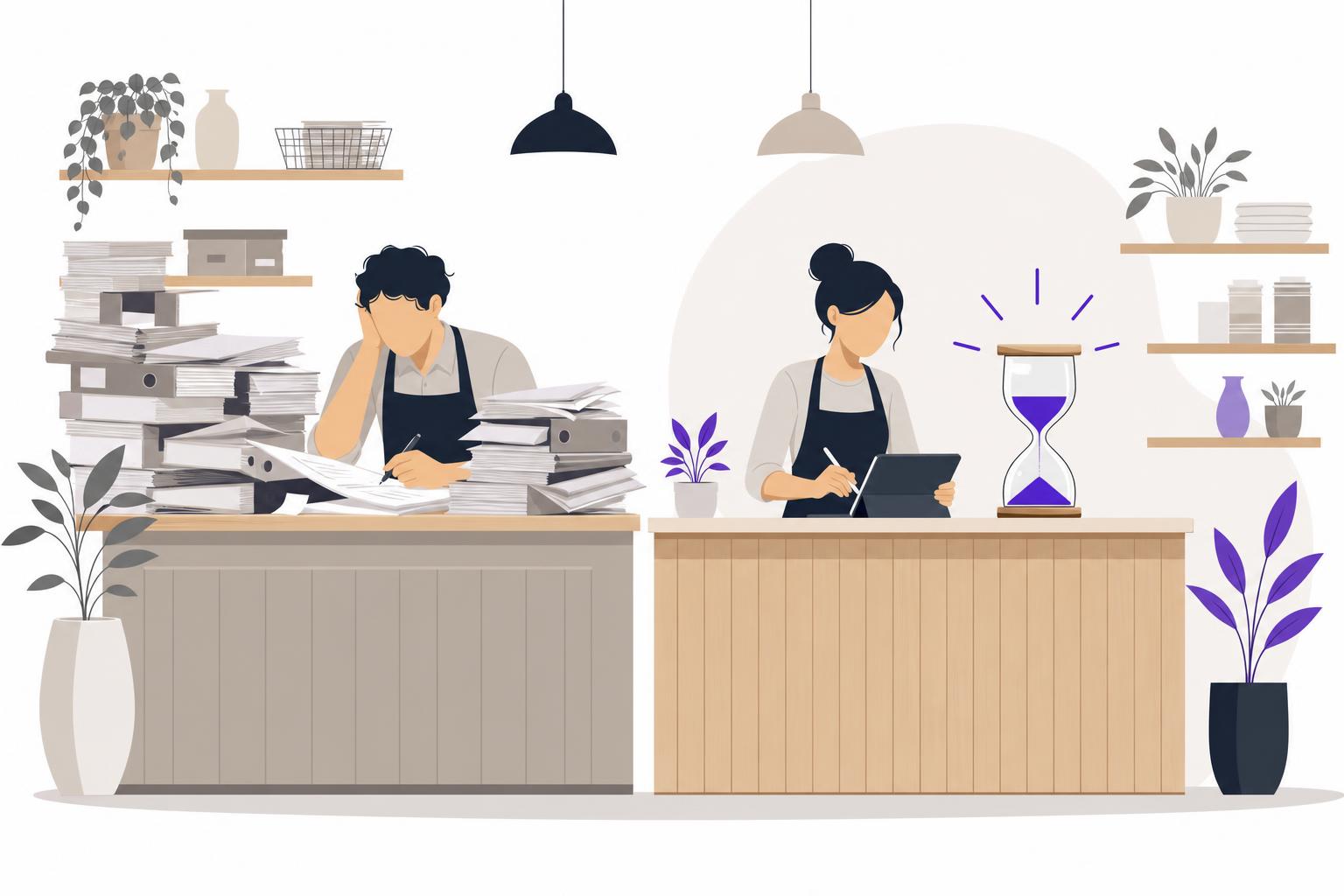 Illustration editoriale — Où en est la digitalisation des PME françaises à l’été 2026 : ce que font déjà vos concurrents pour récupérer des heures, et la décision à prendre ce mois-ci