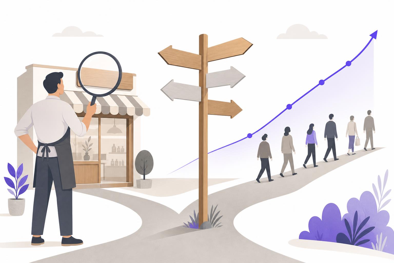 Illustration editoriale — Où en est le moteur de recherche IA à l’été 2026 : la part des recherches passées par ChatGPT, Perplexity et Gemini, et ce que ça change pour une PME