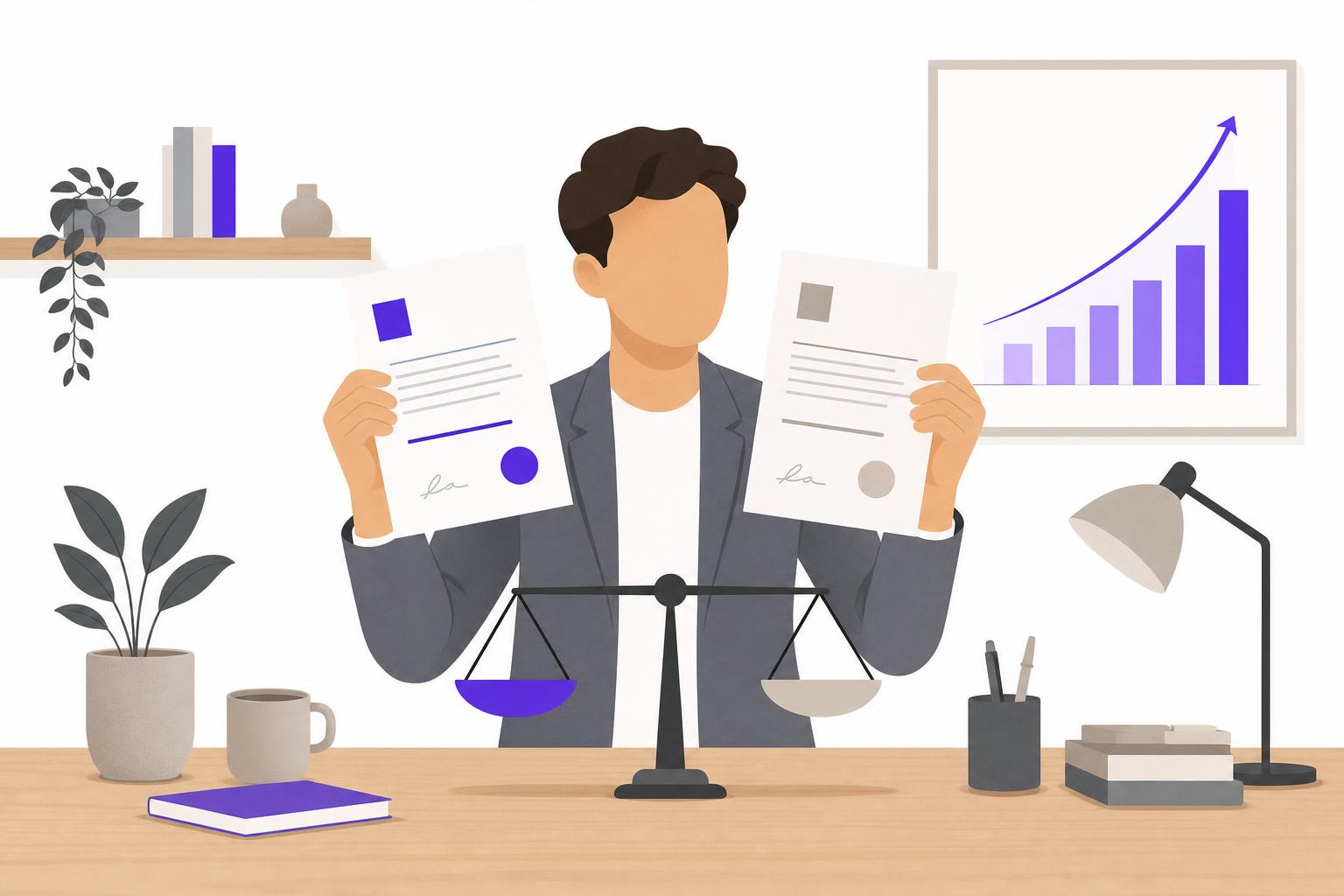 Illustration editoriale — Agence SEO IA ou agence SEO classique : ce que change vraiment le passage à l’IA pour une PME qui compare des devis