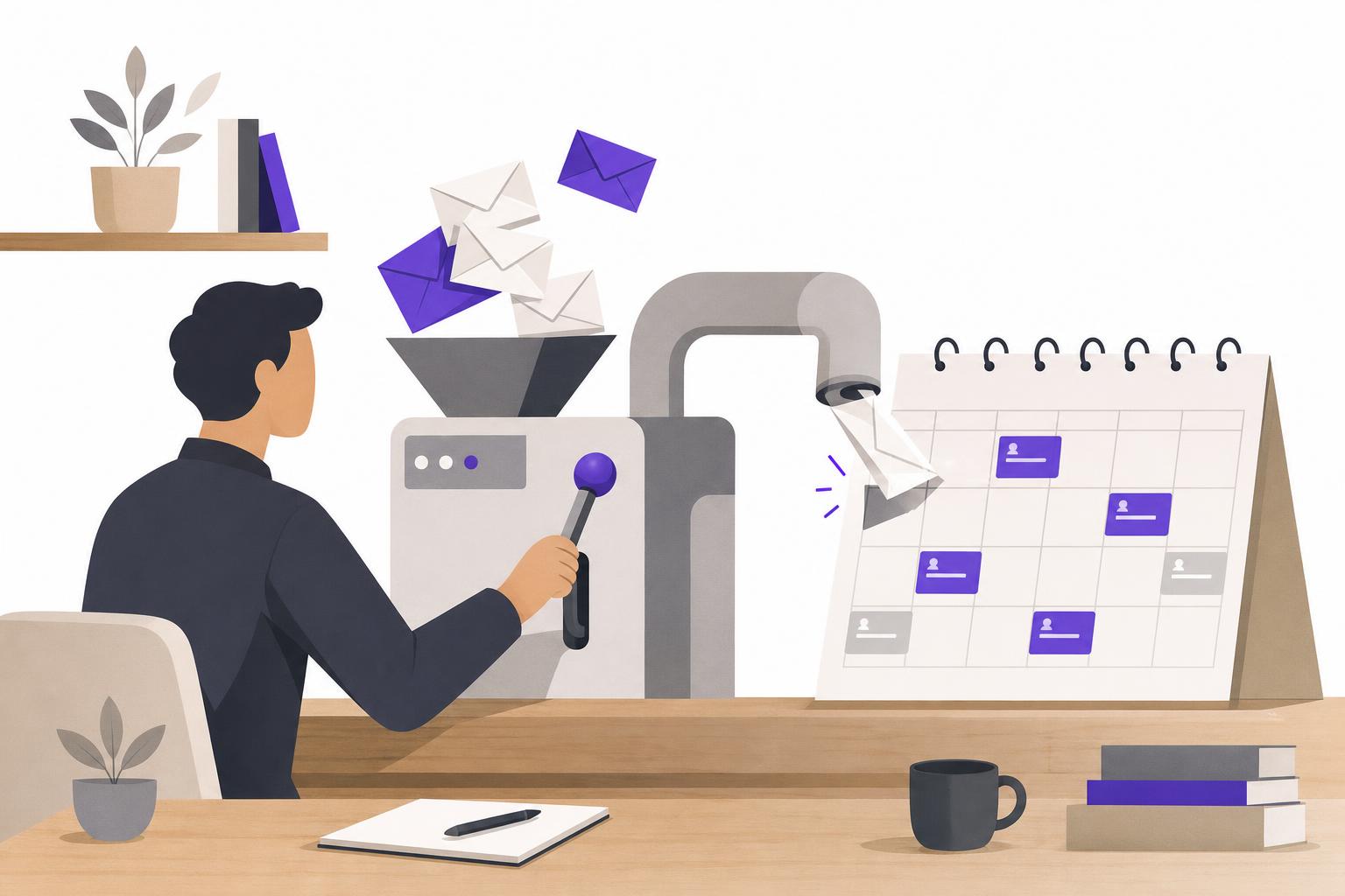Illustration editoriale — Prospection B2B automatisée en 2026 : ce que font déjà vos concurrents et ce que ça implique pour vous