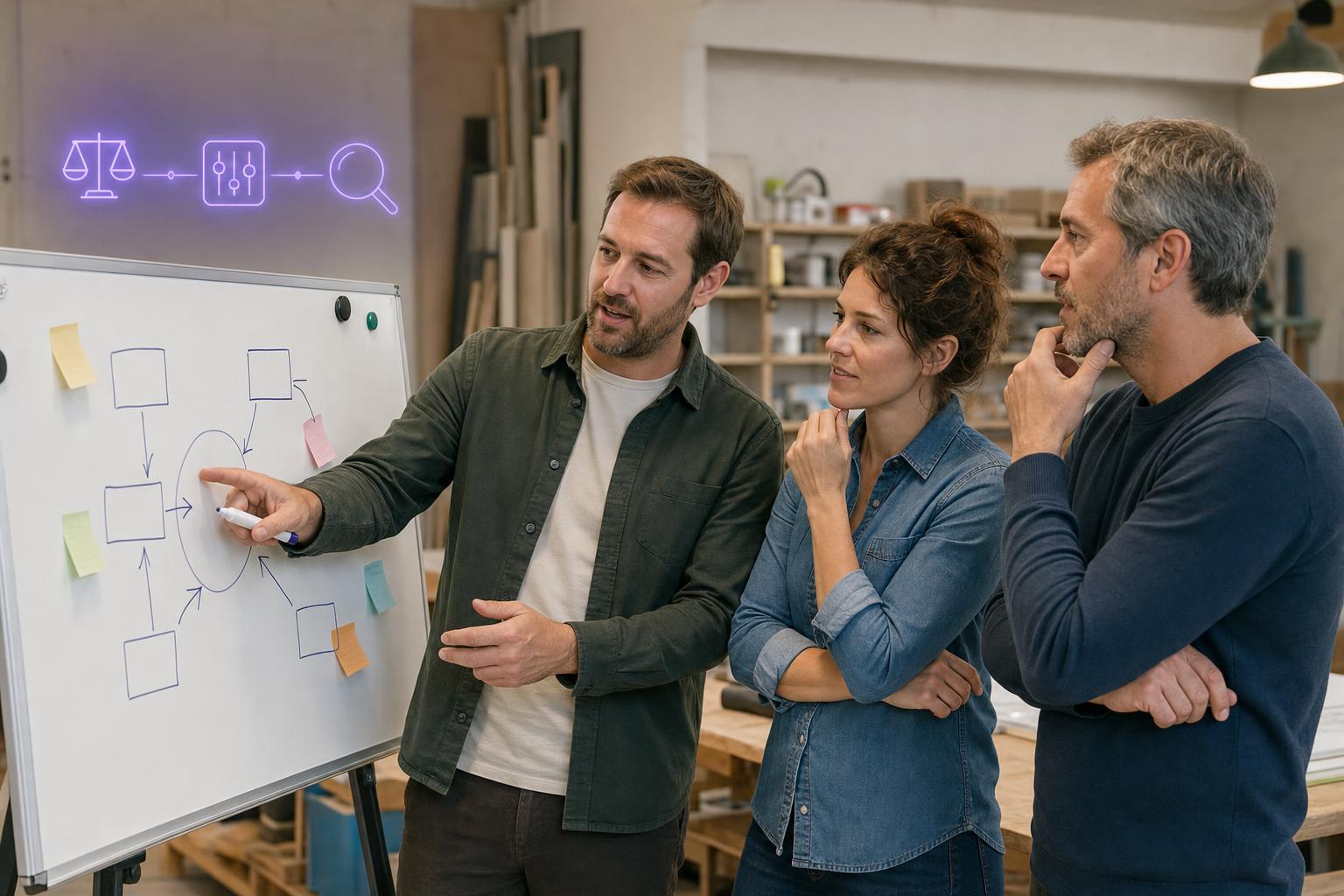 Illustration editoriale — Référencement naturel ou payant : lequel choisir quand on est une PME B2B et qu'on ne trouve pas ses clients