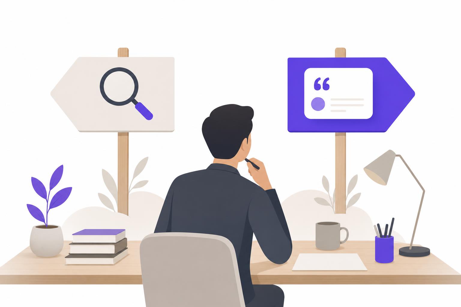 Illustration editoriale — GEO ou SEO pour une agence ou un prestataire B2B (S3) : sur quoi miser en premier pour être trouvé et recommandé