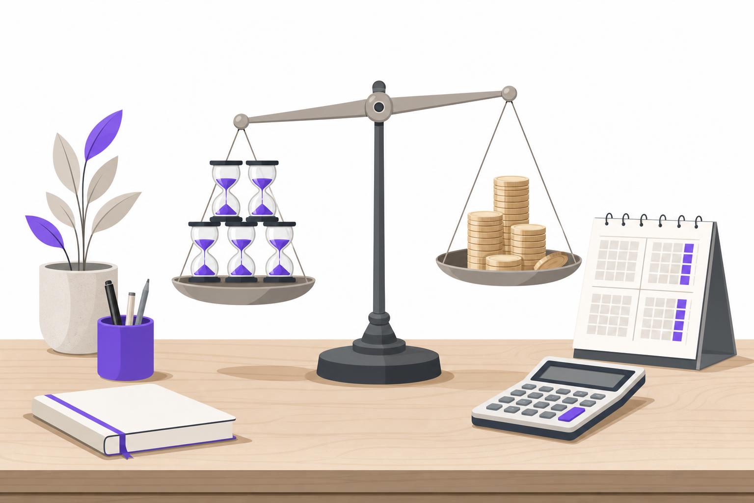 Illustration editoriale — Calculer soi-même si la délégation rapporte plus qu’elle ne coûte : le calcul heures rendues vs dépense à refaire chaque trimestre (PME)