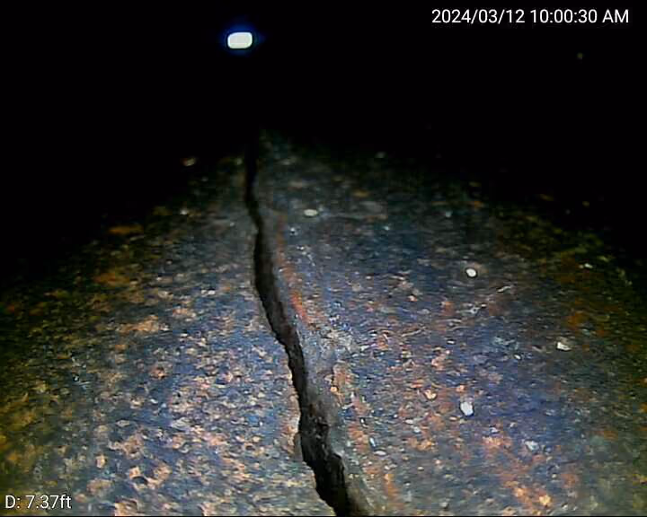 Close-up of structural damge inside of a masonry chimney