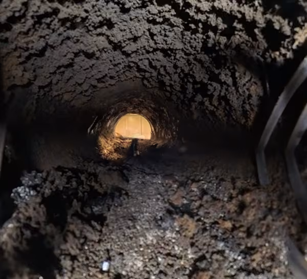 Excessive creosote buildup inside of a chimney