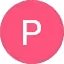 Pink circle with white letter P inside, resembling a profile avatar or initial icon.