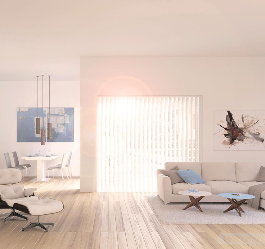 Jalousien in einem Wohnzimmer
