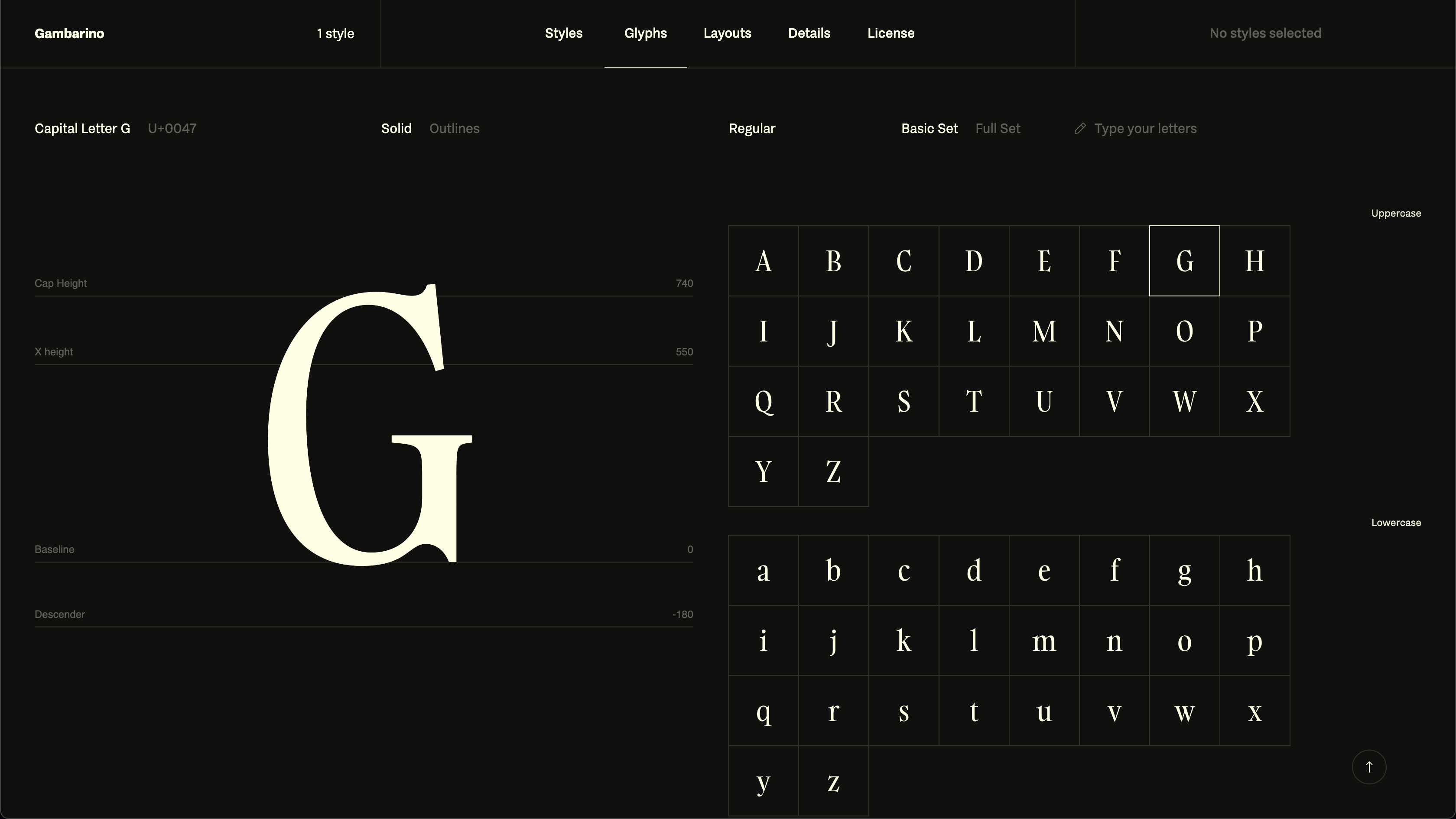 Gambarino font screenshot