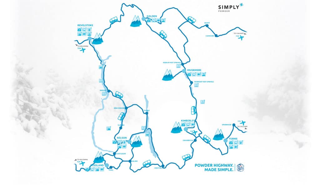 Mapa Powder Highway