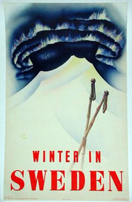 Poster Vintage ski Suecia