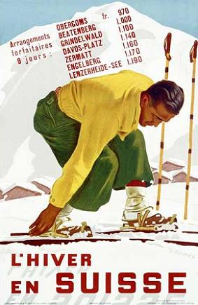 Poster Vintage ski suiza