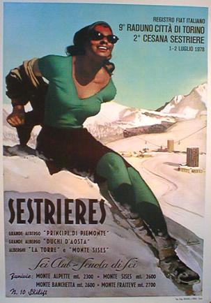 Poster Vintage ski Sestrieres