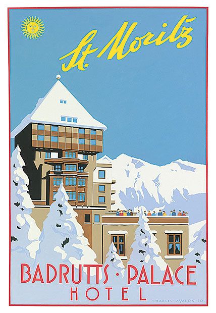 Poster Vintage ski St Moritz