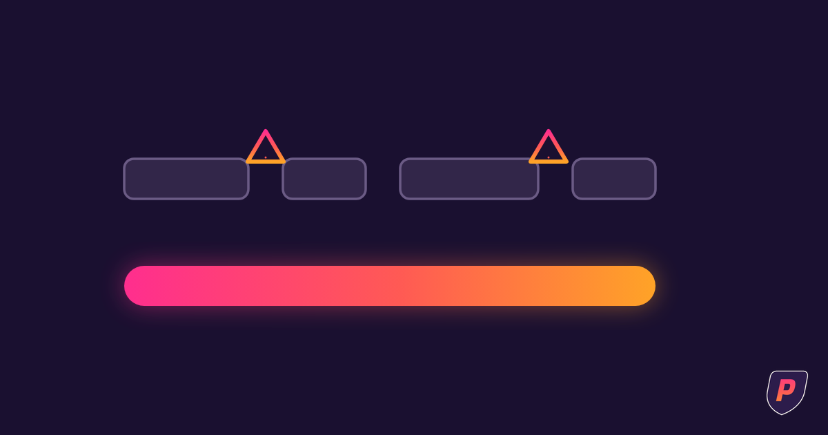 Illustration comparing a broken, interrupted bar with warning markers to a smooth continuous sunset gradient bar