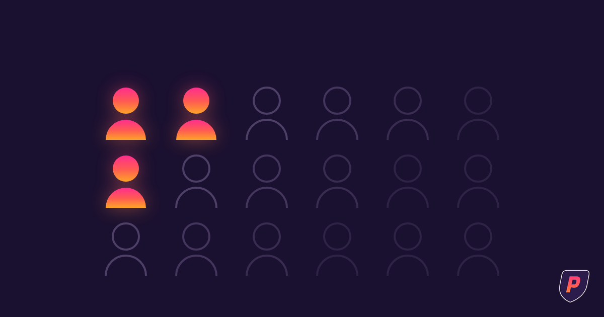 Illustration of rows of user seats where a few glow in sunset colors and the rest fade progressively to empty outlines