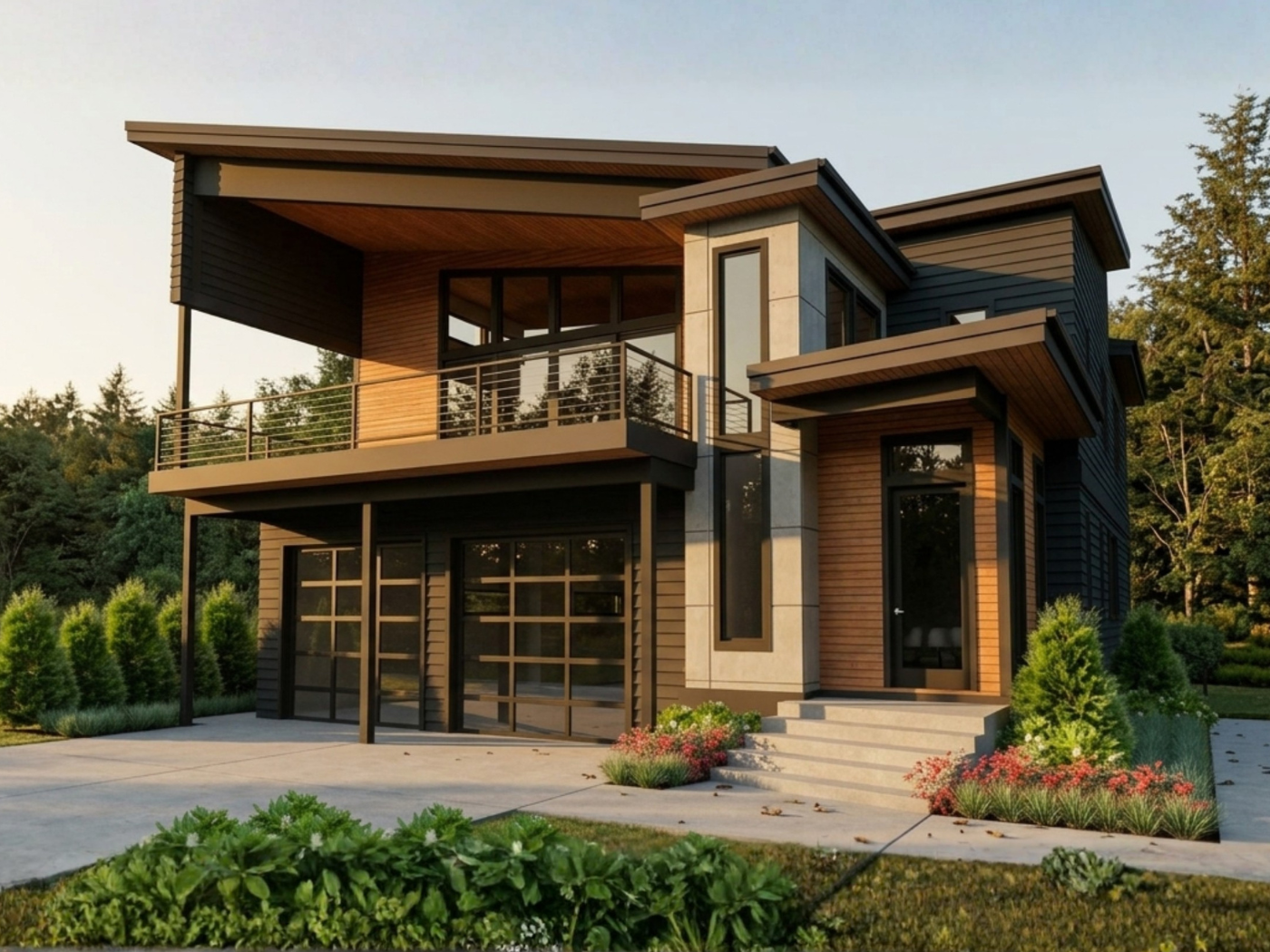 The Pamona - exterior rendering of a 2,562 sq ft two-story home with a lower-level ADU