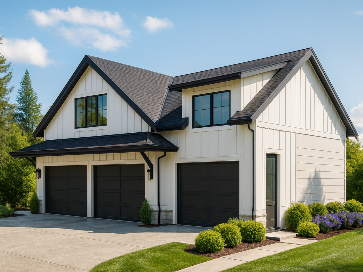 Columbia Crest - exterior rendering of a 1,089 sq ft one-bedroom residence above a three-car garage