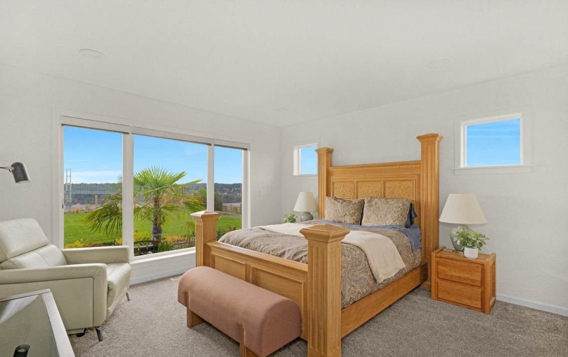 Bedroom in a completed Hilson Homes build in Tacoma, Washington