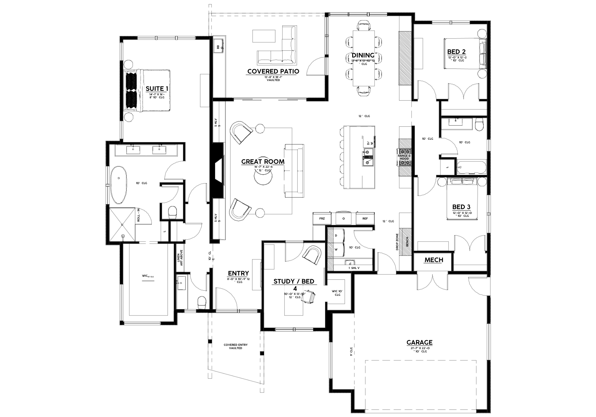 Douglas Fir Estate floor plan - 2,543 sq ft, 4 bedroom, 2.5 bathroom