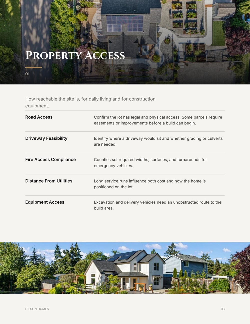 Property access page from the checklist