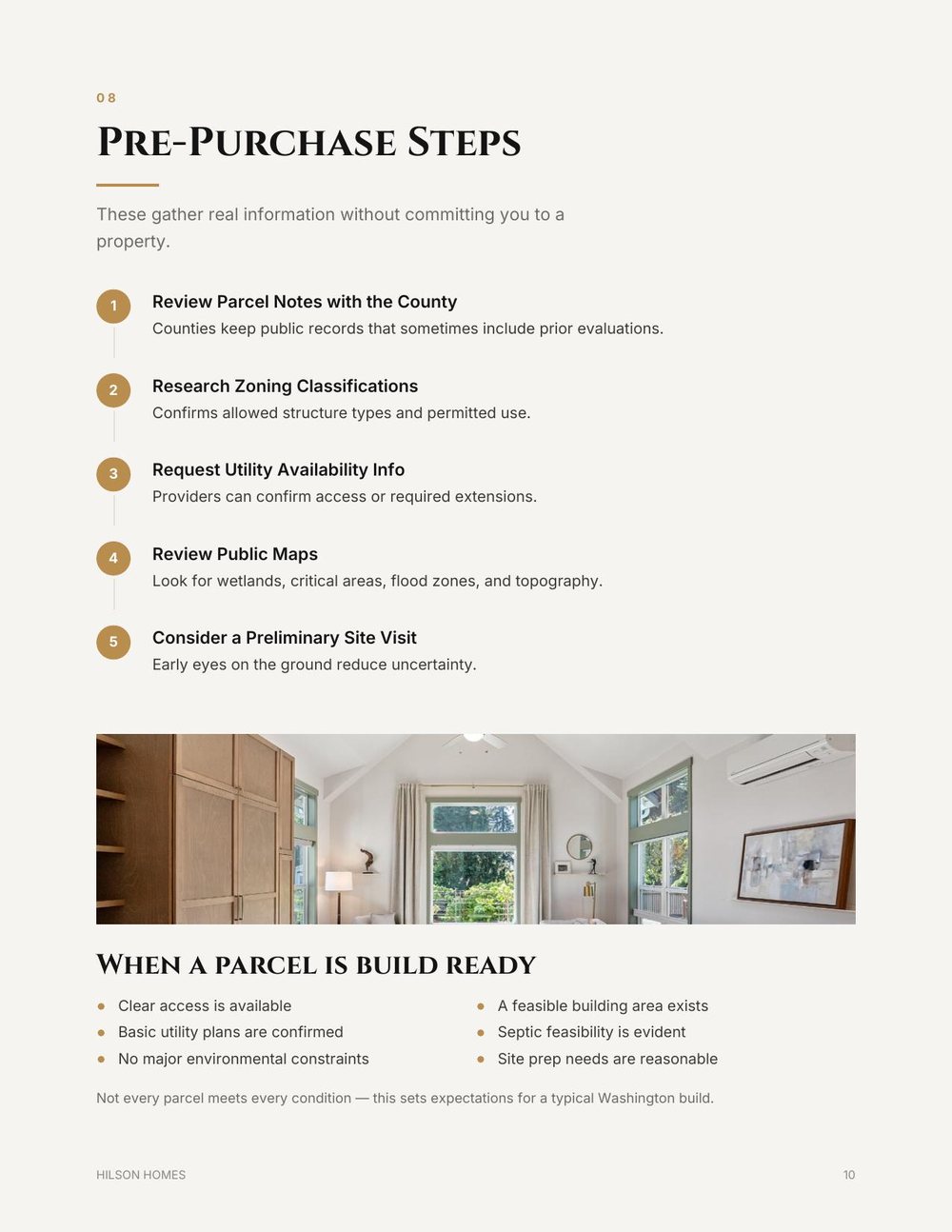 Pre-purchase steps page from the checklist