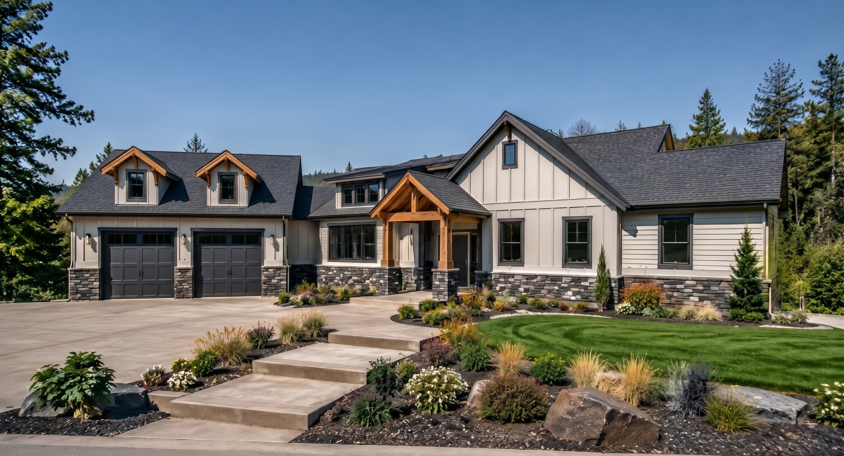 Moon Flower - exterior rendering of a 2,752 sq ft daylight basement traditional home