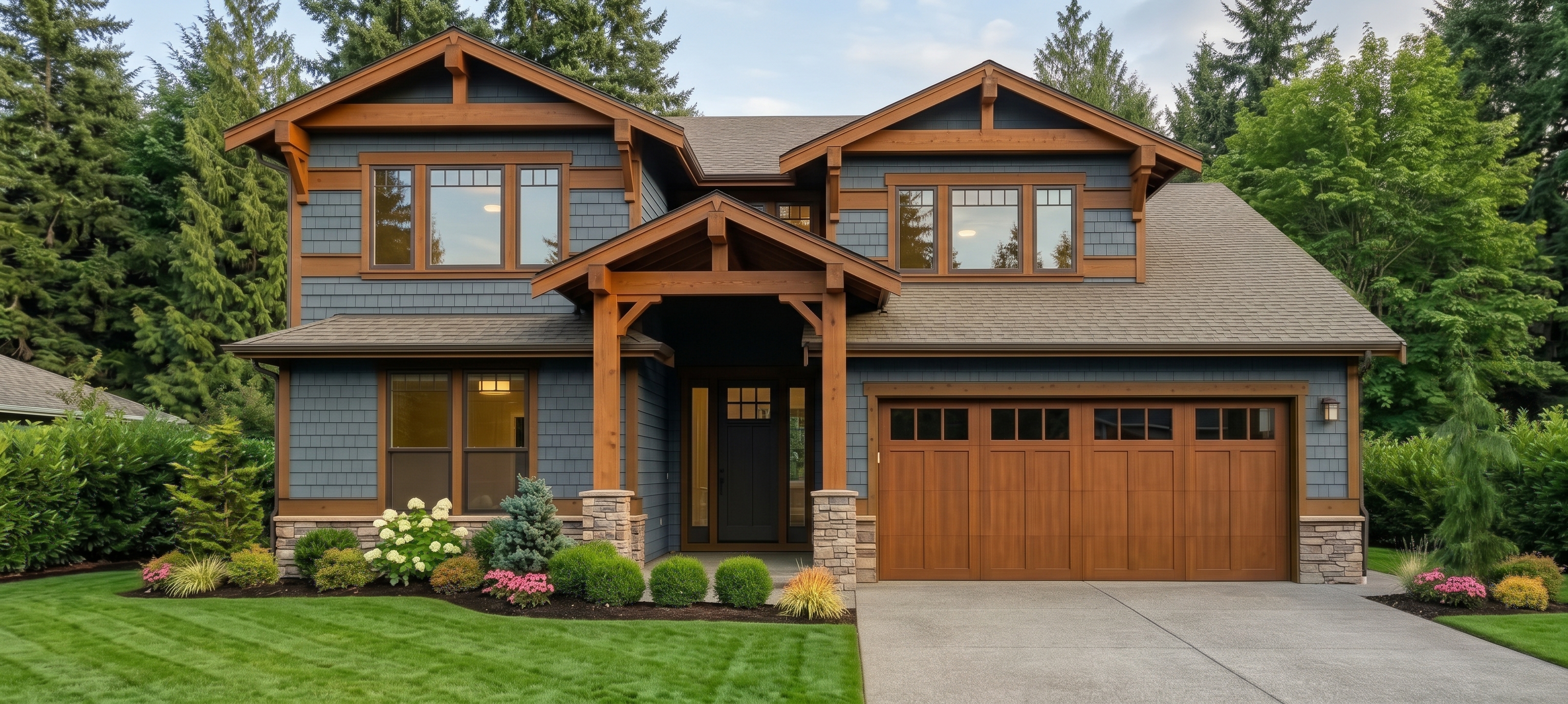 Trailwinds - exterior rendering of a 2,242 sq ft two story timber home