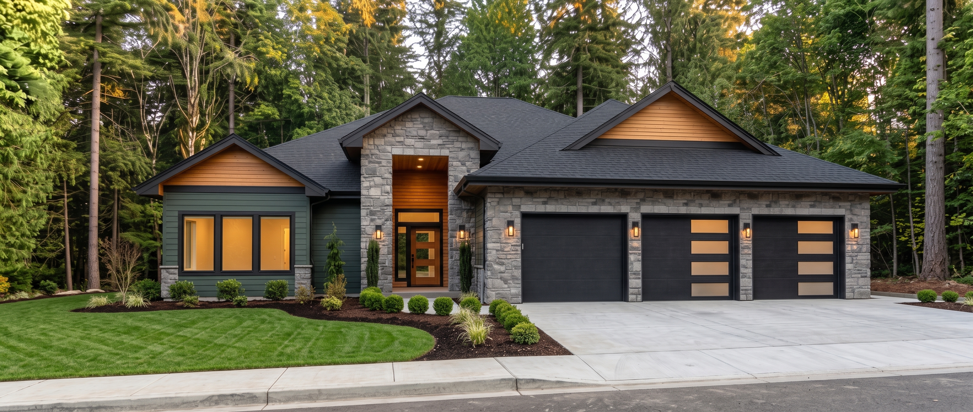 Augusta - exterior rendering of a 2,948 sq ft single story modern home