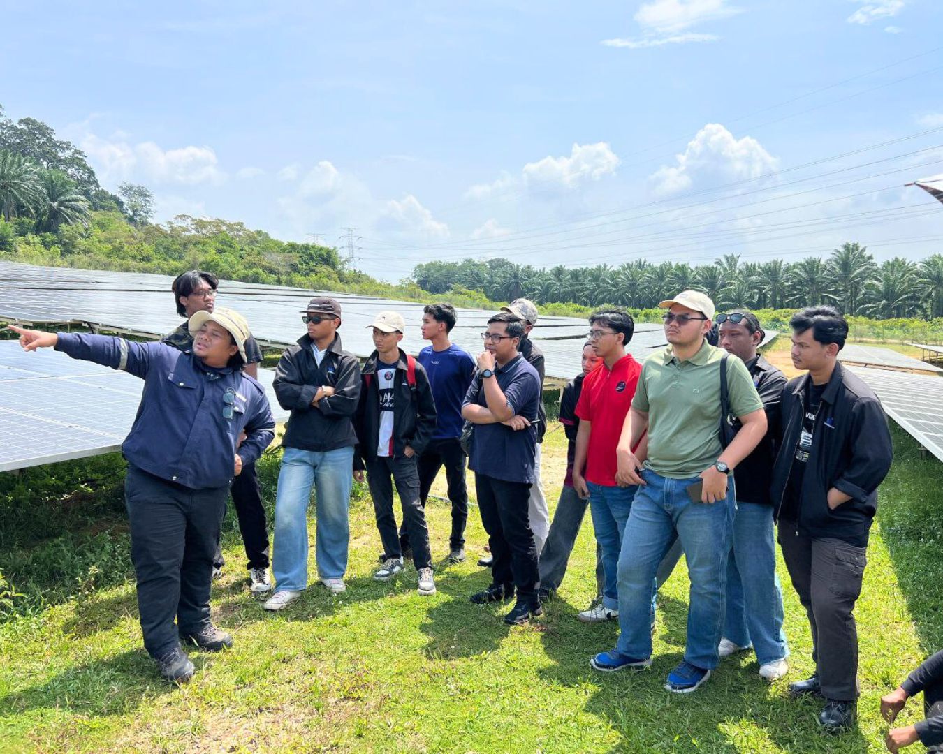 German-Malaysian Institute students touring the LSS2 solar plant in Masjid Tanah, Melaka
