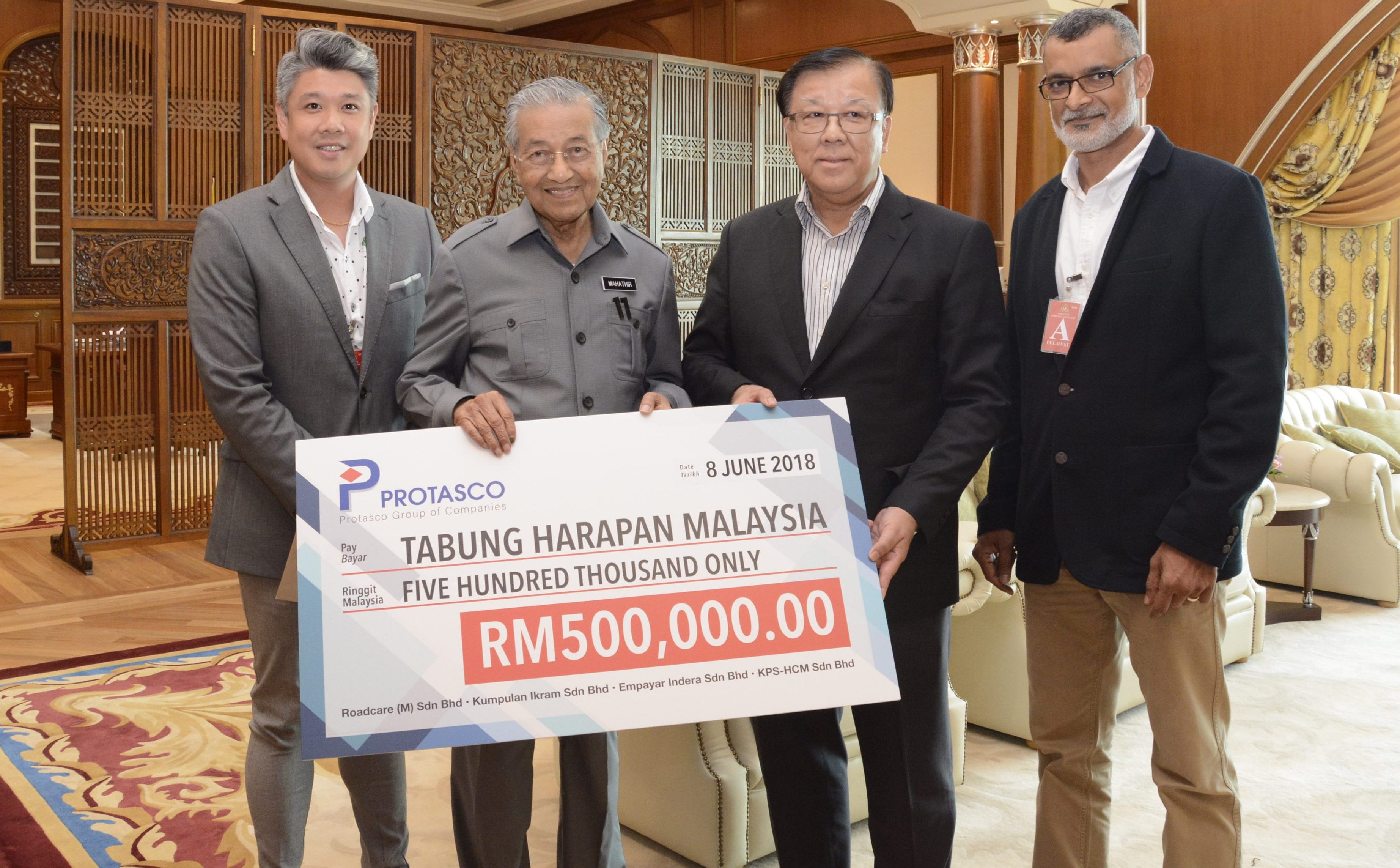 Protasco Active photograph: Protasco Berhad Contributed RM500,000 to Tabung Harapan Malaysia