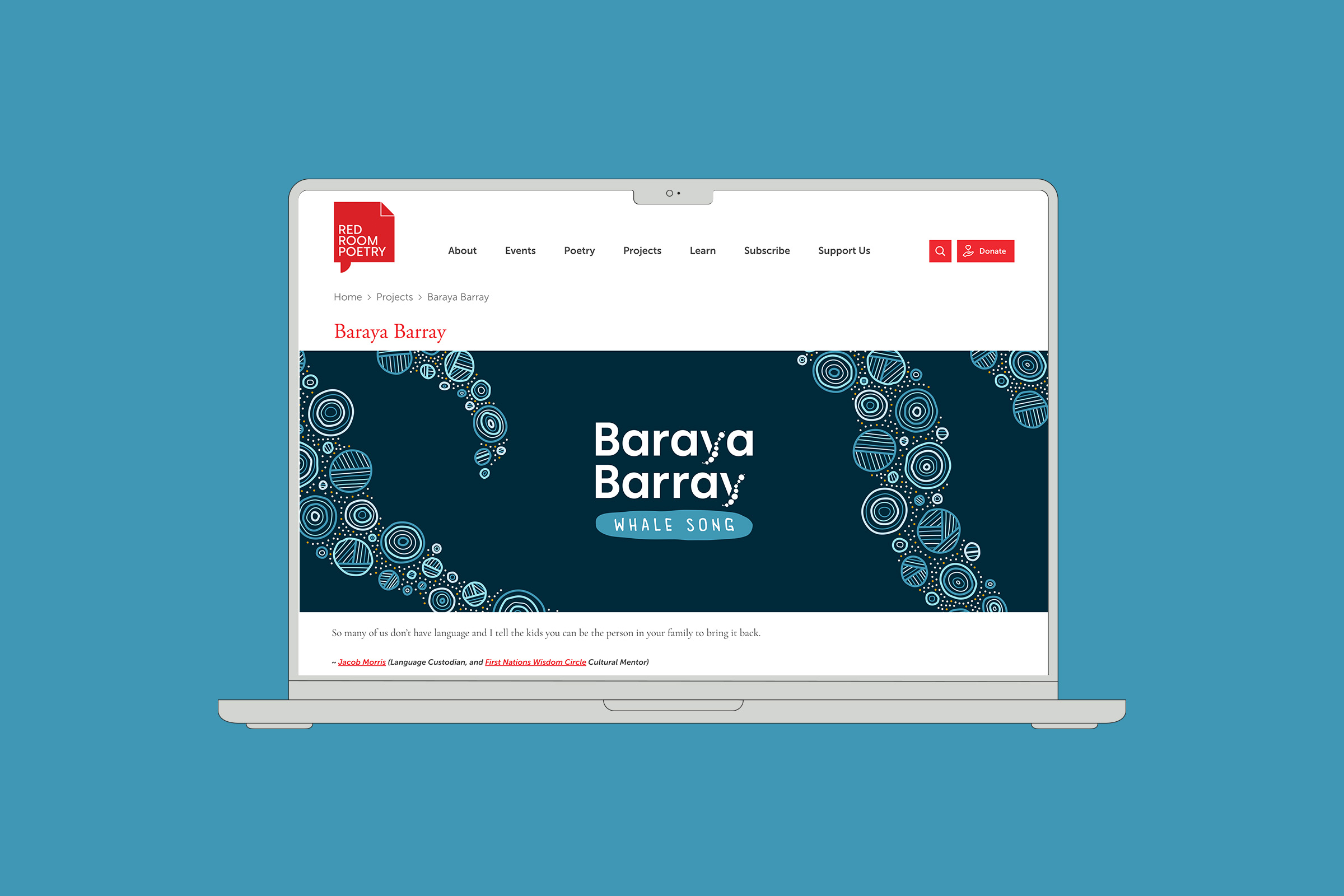 Detail of the Baraya Barray logo, with First Nations cultural symbolism embedded in the 'Y'