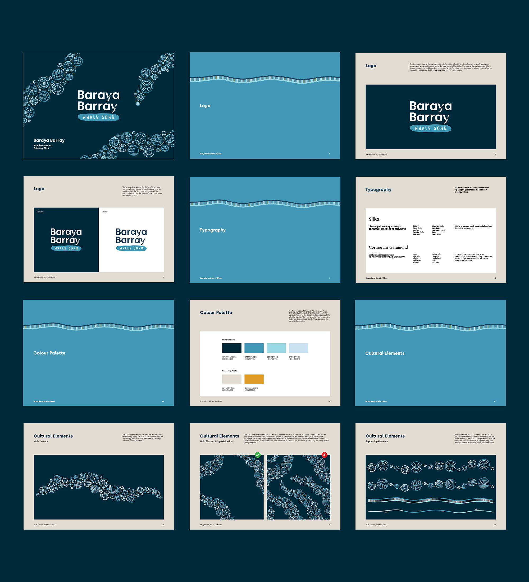 Application of the Baraya Barray brand identity across the Whale Song series