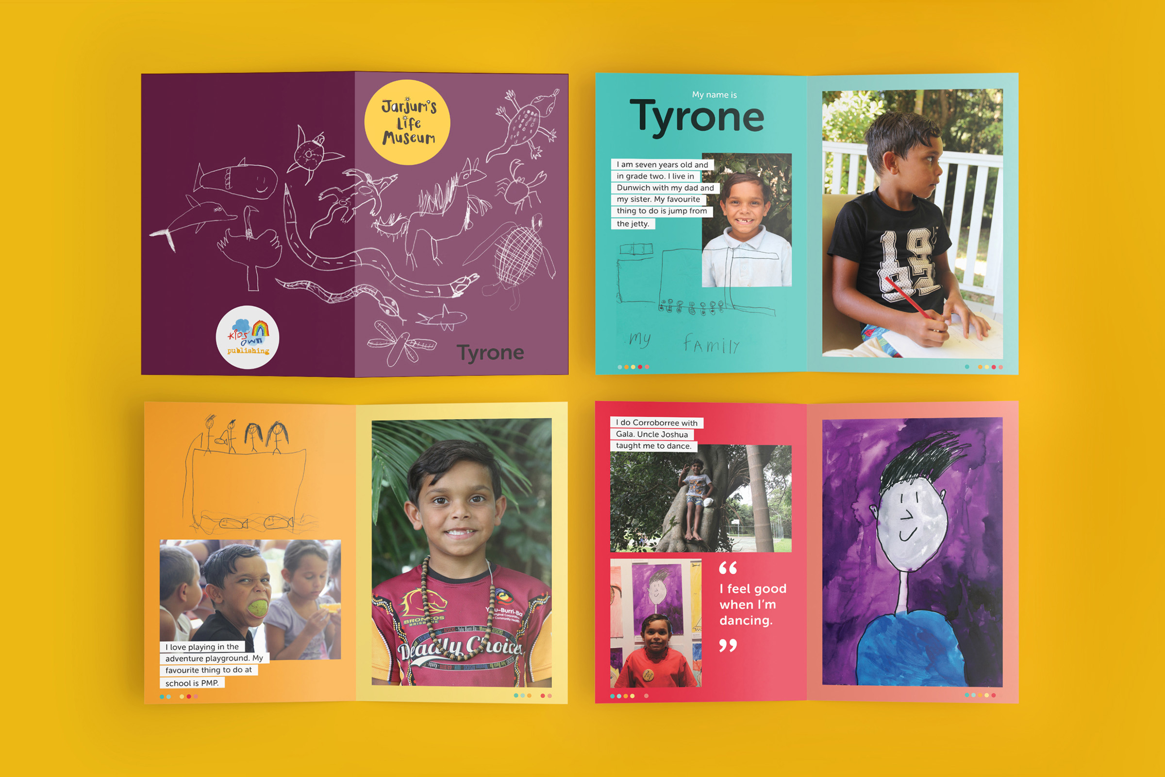 Jarjum Life Museum brand identity applied across the children's storybook collection