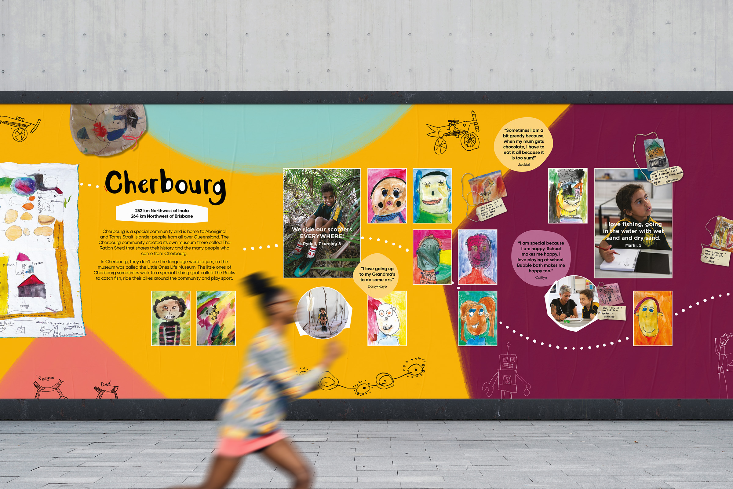 The 56-metre Jarjum Life Museum wall graphic transforming the exhibition space