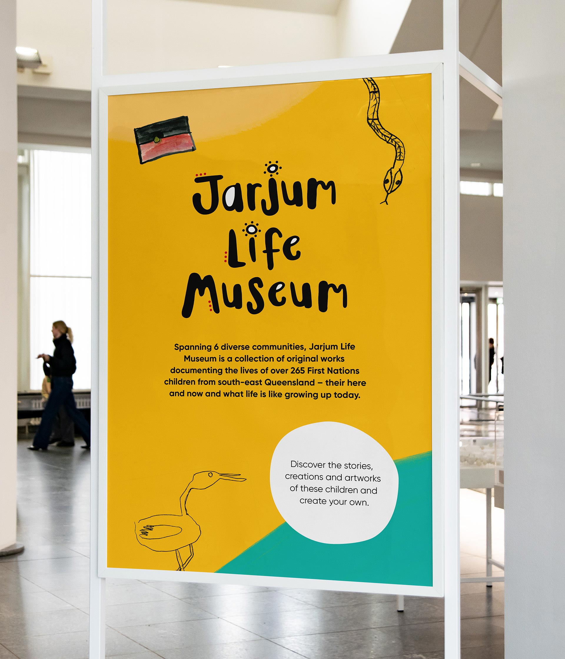 Jarjum Life Museum exhibition sign in a gallery space