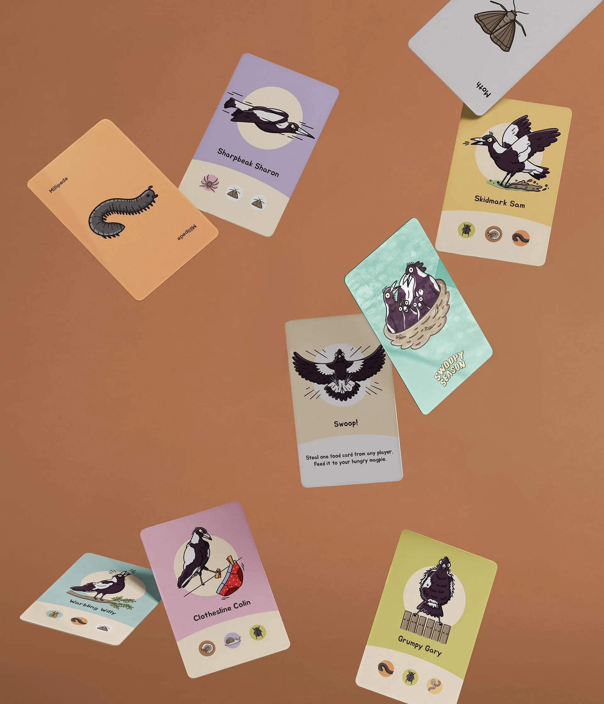 Swoopy Season card game design