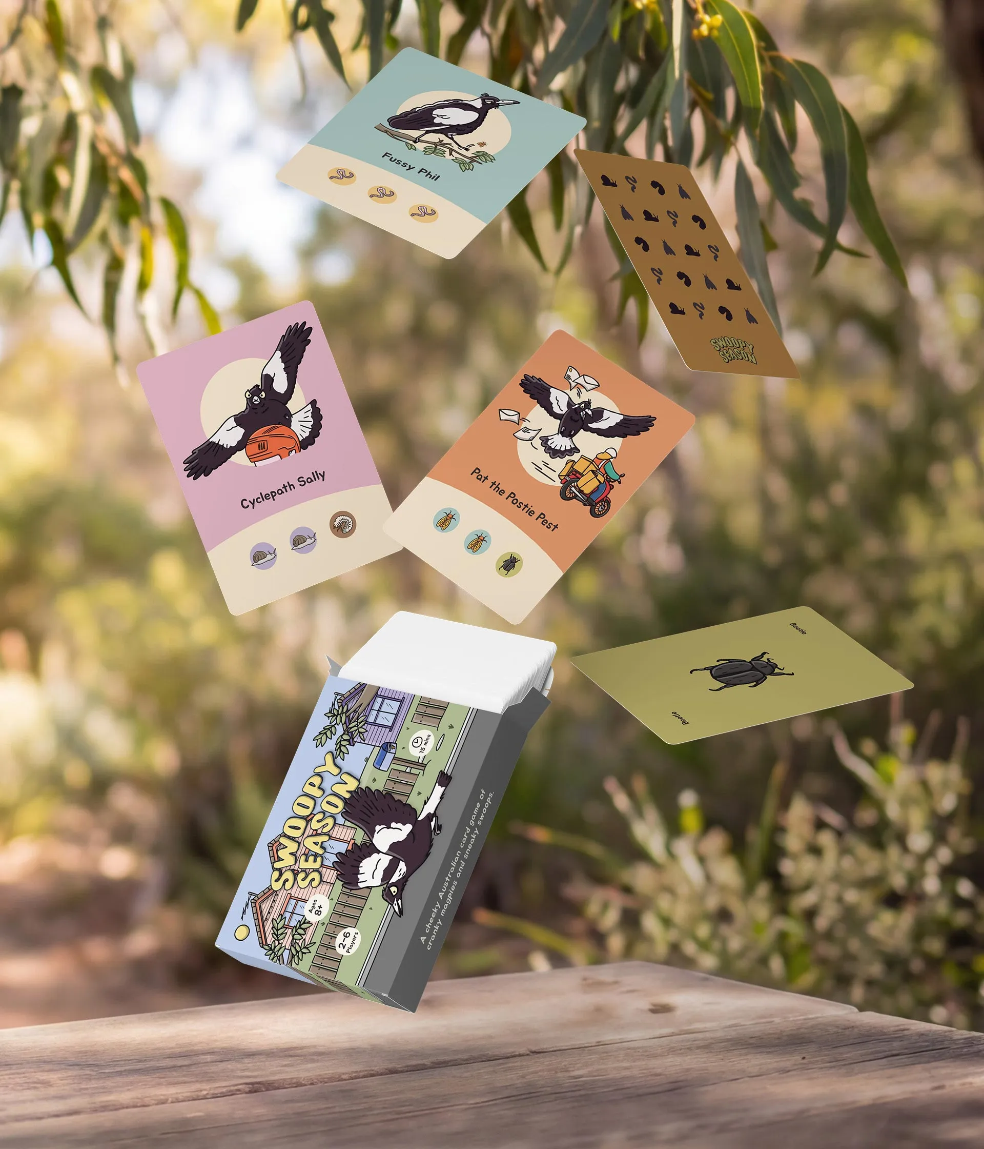Swoopy Season card game packaging