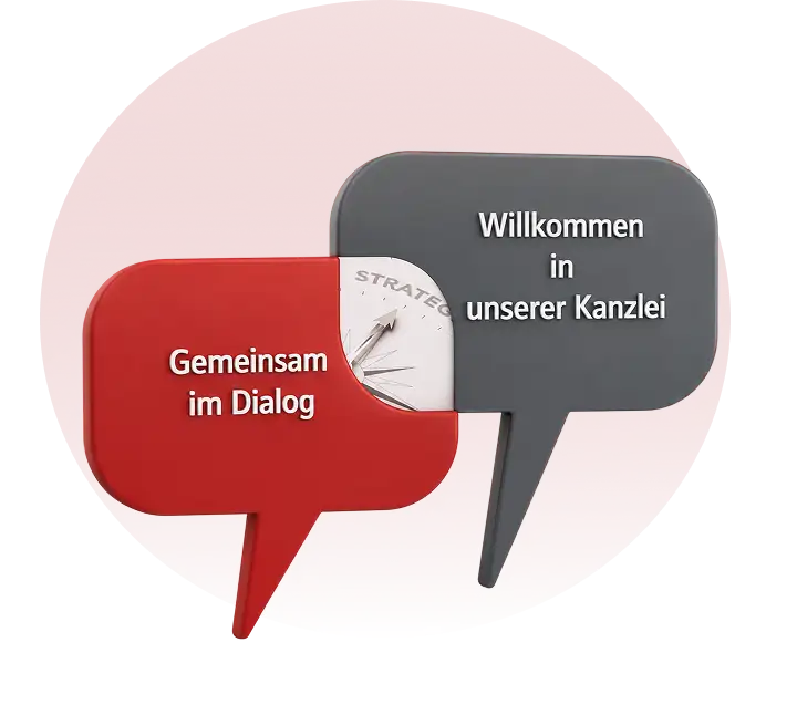Illustration „Gemeinsam im Dialog – Willkommen in unserer Kanzlei“
