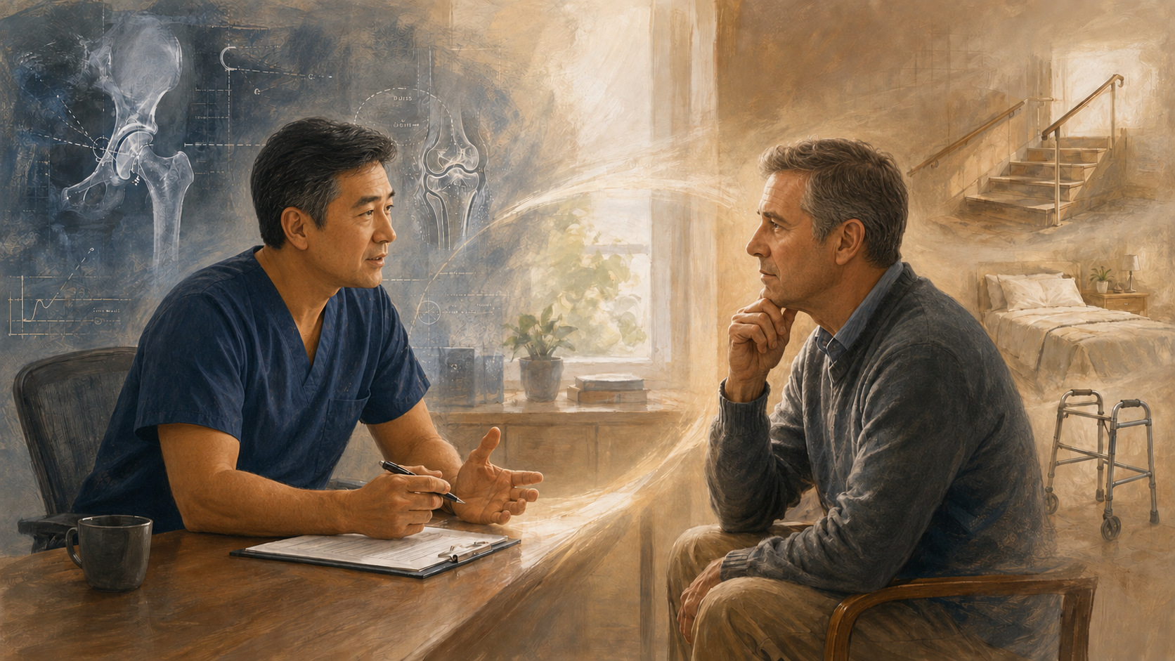 Surgeon and patient talking