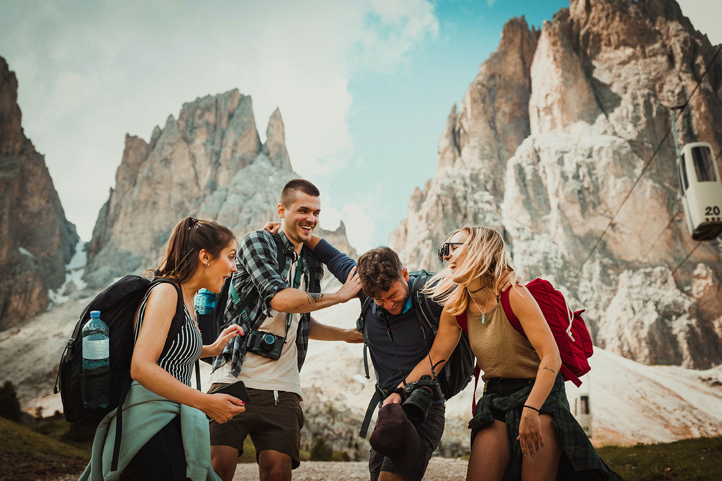 hiking with friends