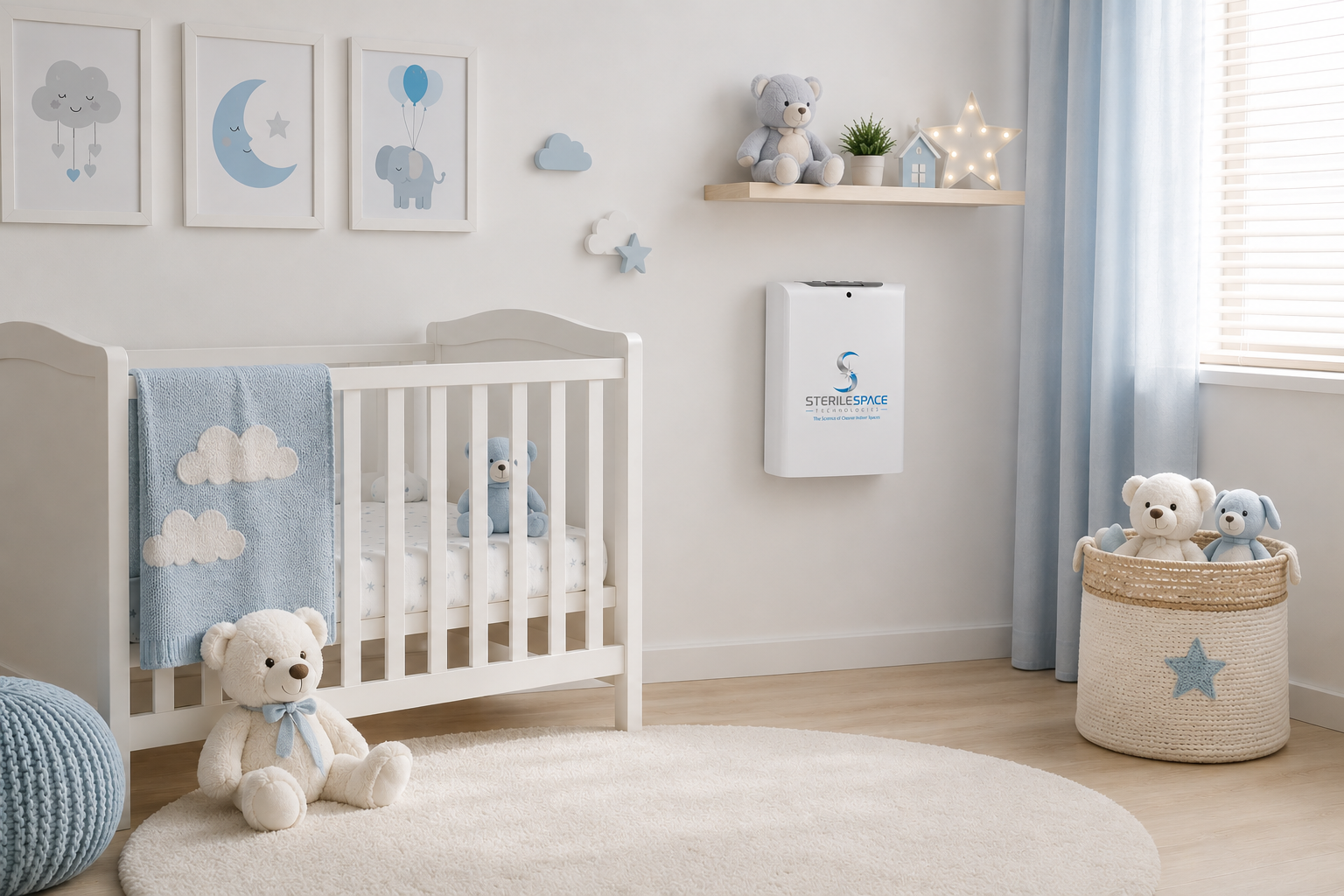 Serene nursery with SterileSpace residential air purification system