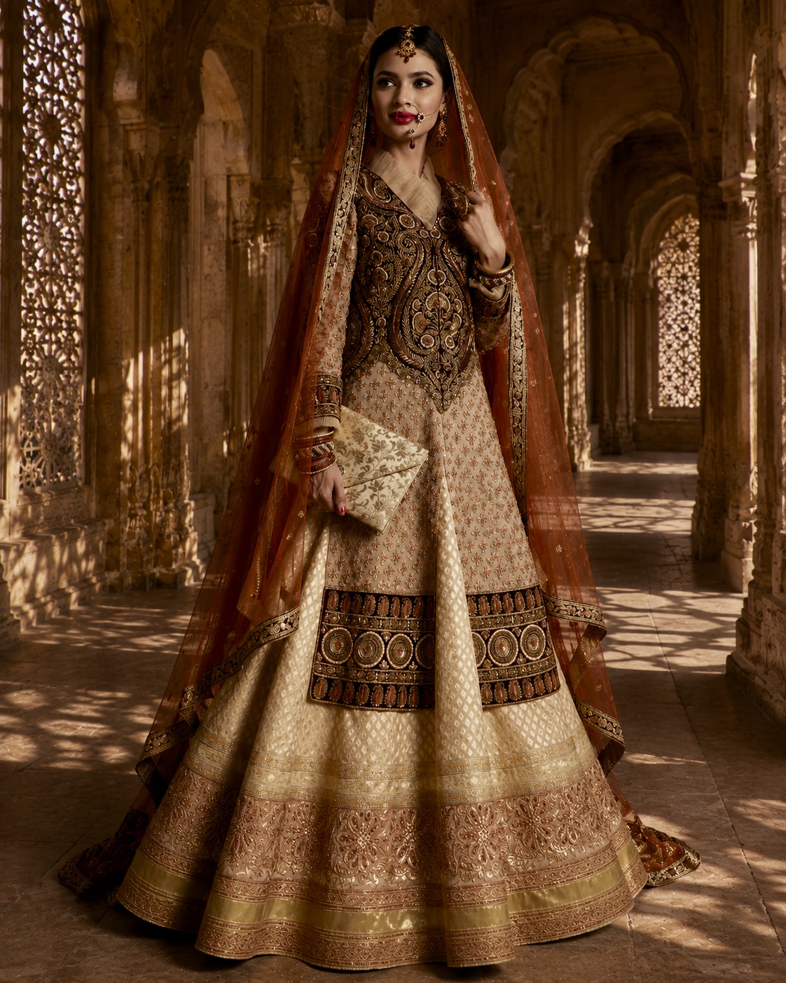 Bridal couture with intricate gold embroidery from The House Evolves by Alia Qureshi Atelier