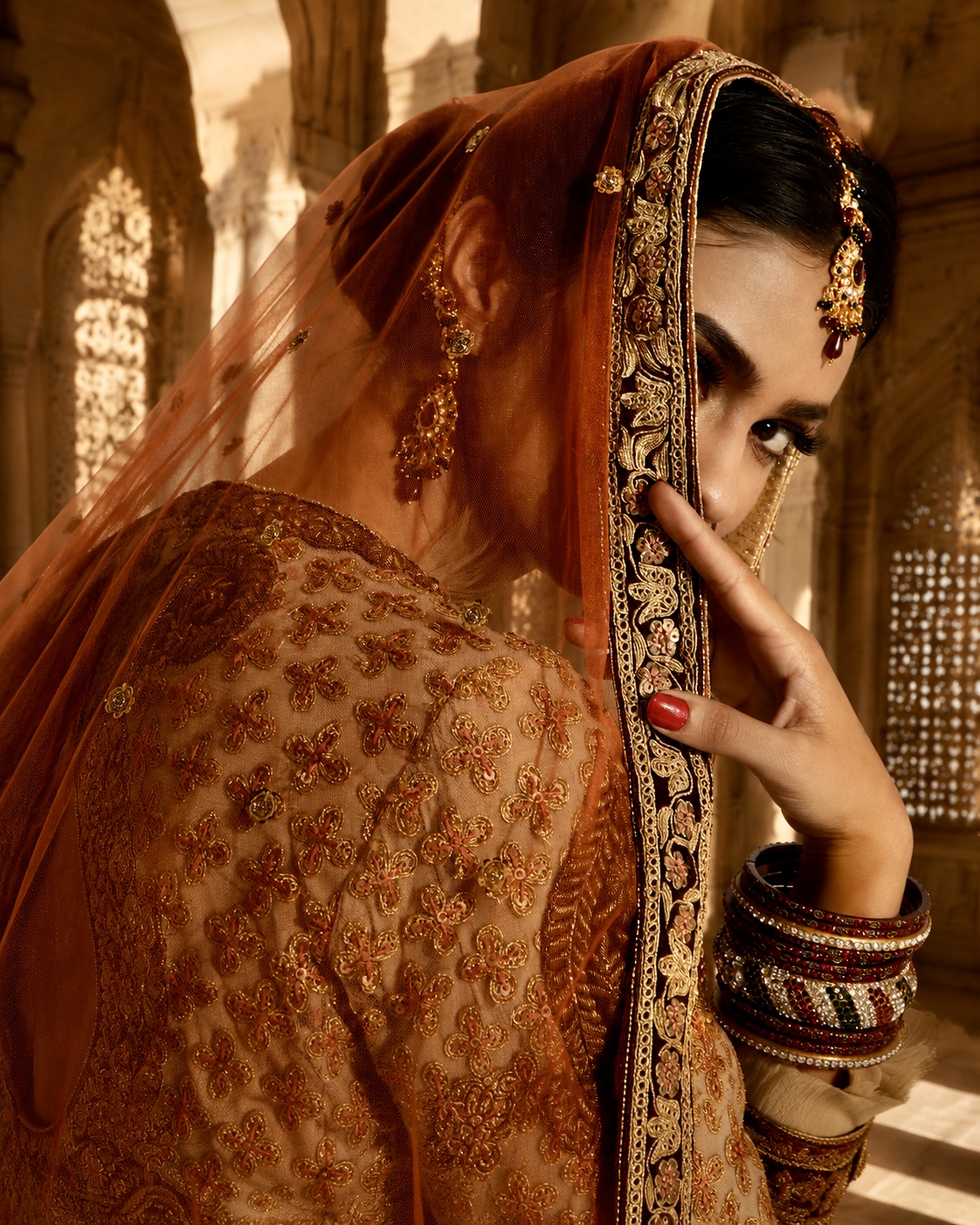 Close-up of intricate botanical embroidery and embellishment from Heirloom by Alia Qureshi Atelier