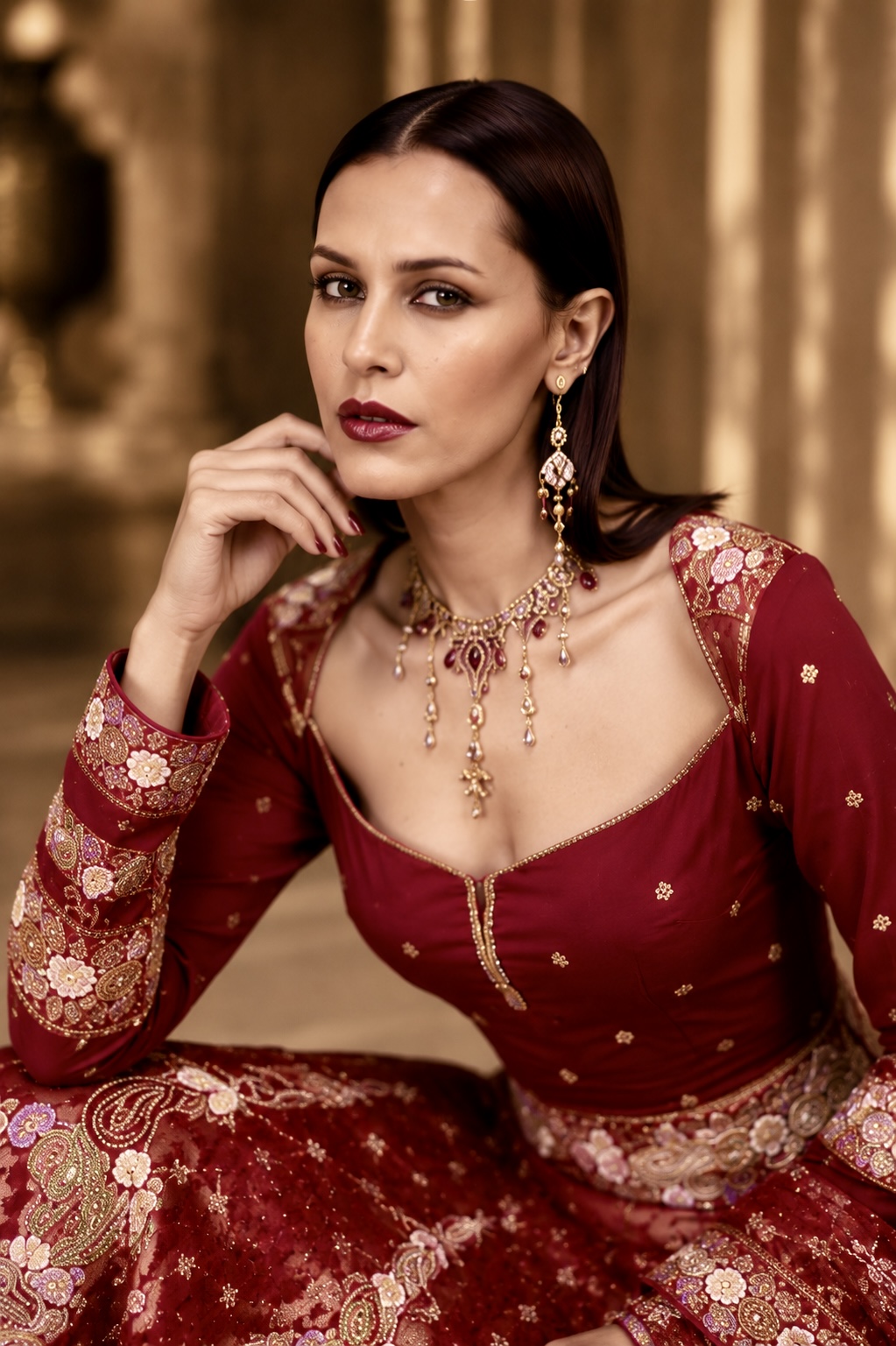 Close-up of floral, paisley and metallic embroidery from Imperial by Alia Qureshi Atelier
