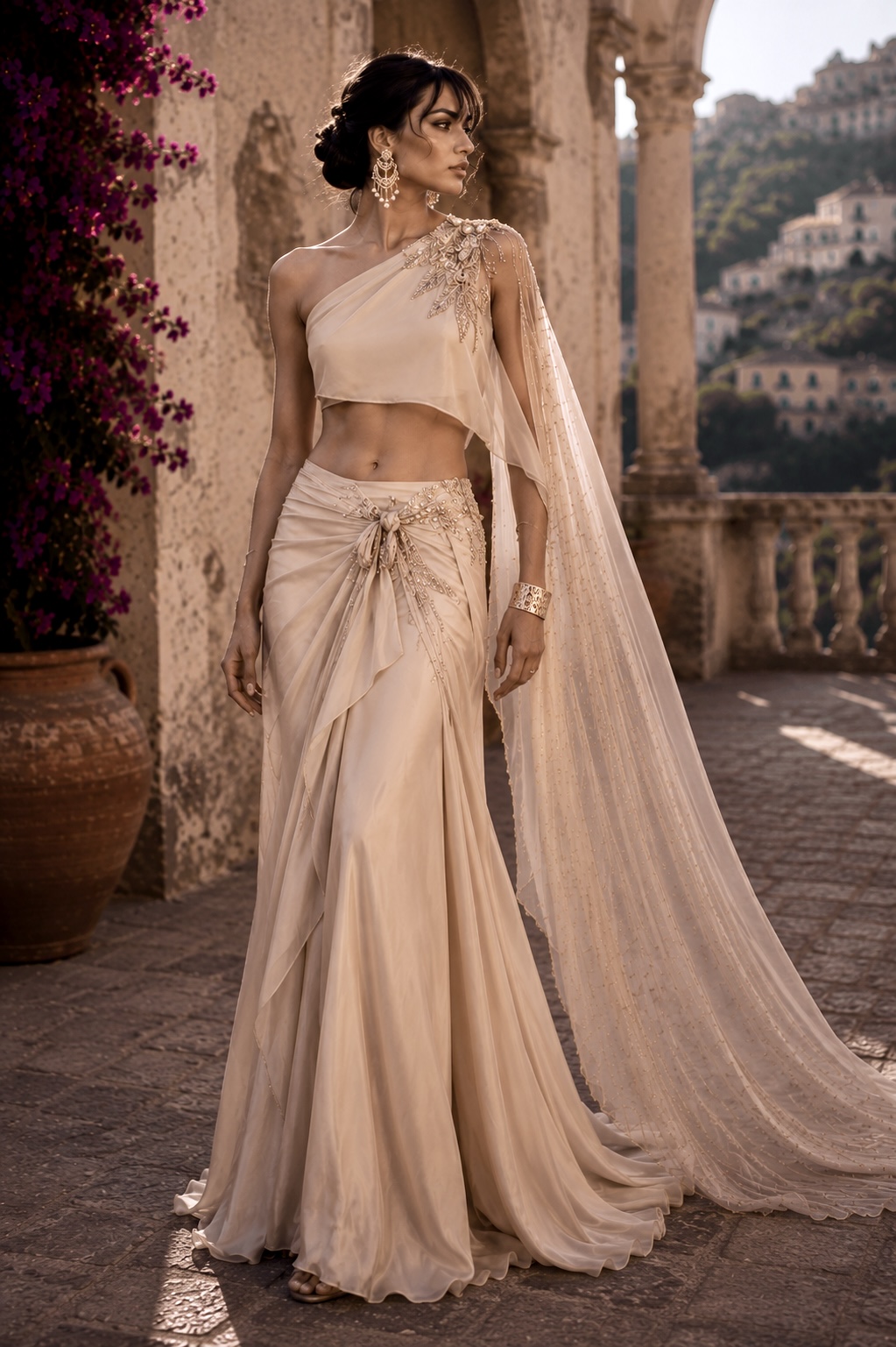 Ivory sculptural couture gown from Ethereal Ascent by Alia Qureshi Atelier
