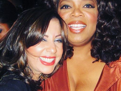 Alia Qureshi with Oprah Winfrey during Mercedes-Benz Fashion Week