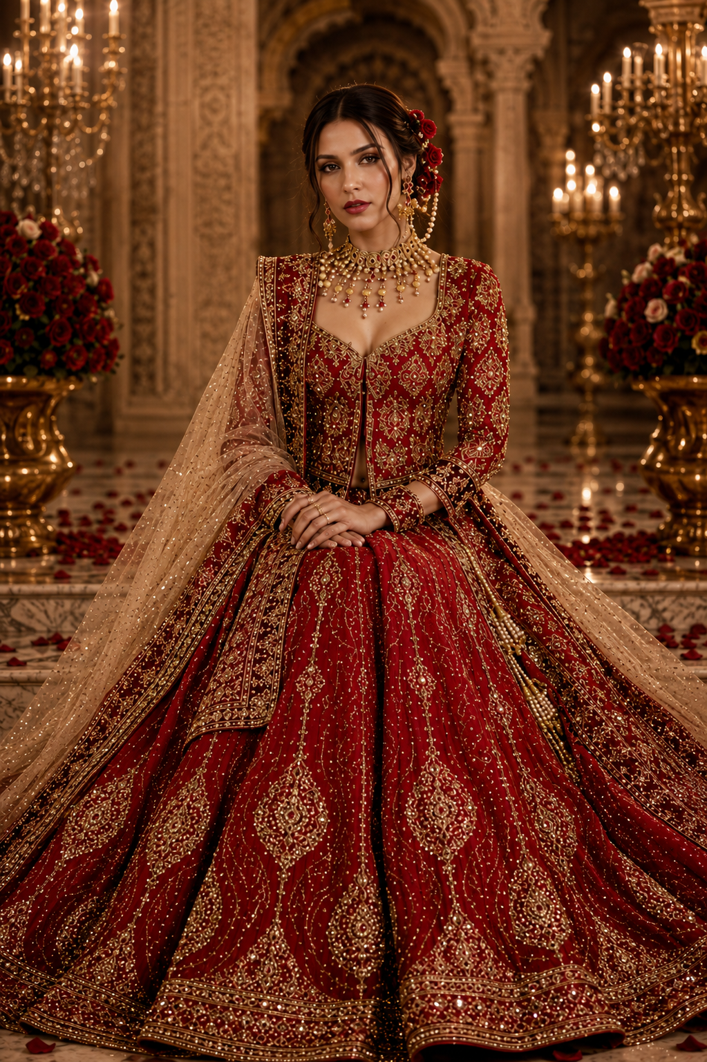 Crimson embroidered bridal couture from the Alia Qureshi Atelier debut collection of 2002