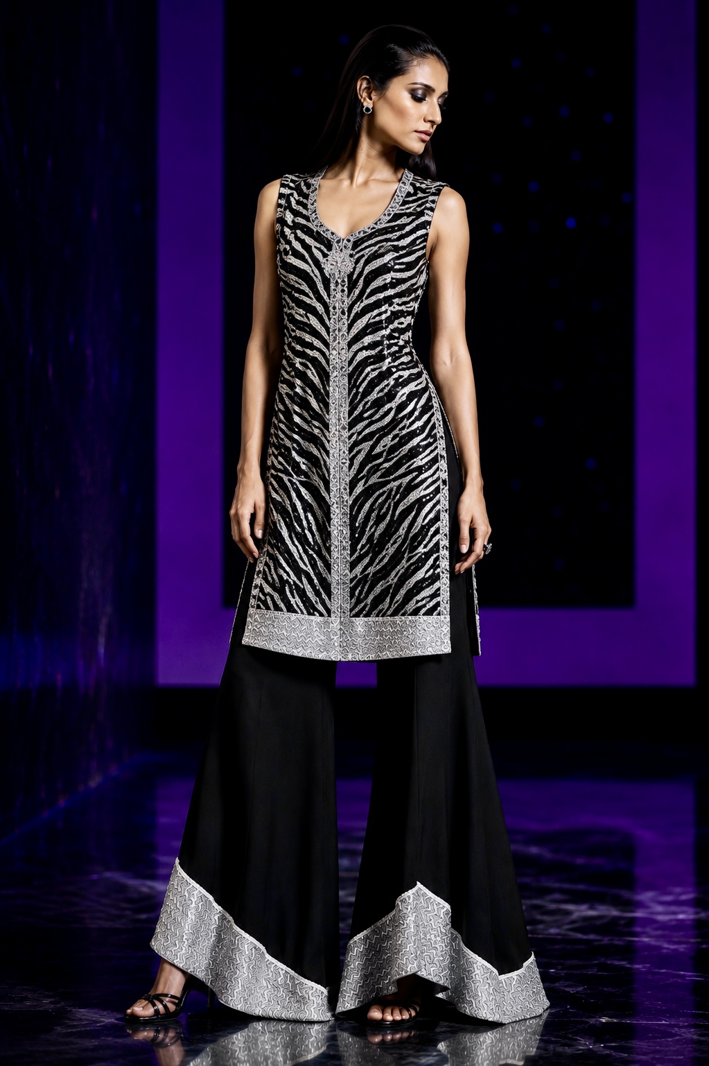 Black sculptural couture ensemble from Untamed Noir by Alia Qureshi Atelier